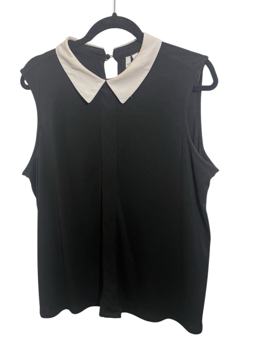 Elle Black Sleeveless Blouse with White Peter Pan Collar